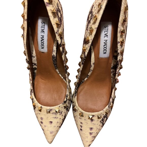 Steve Madden Studded Snake Print Heels Size 8 - Picture 2 of 5